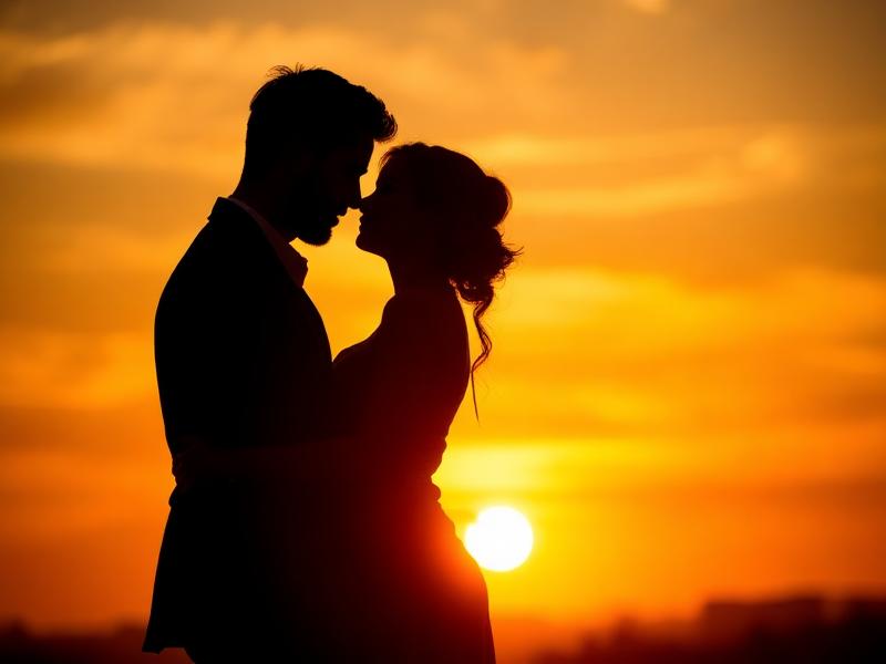 Casal elegante em silhueta